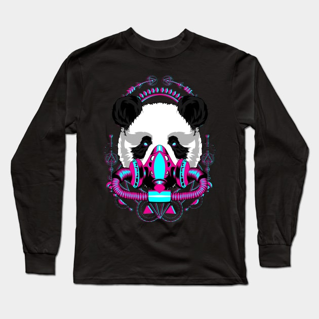 panda mask glitch Long Sleeve T-Shirt by SHINIGAMII